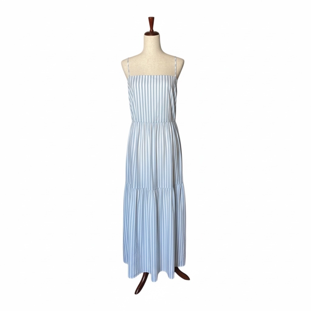 New Rag & Bone Dress Leilah Poplin Maxi Dress Light Blue White Stripe Size M & L - Picture 3 of 10